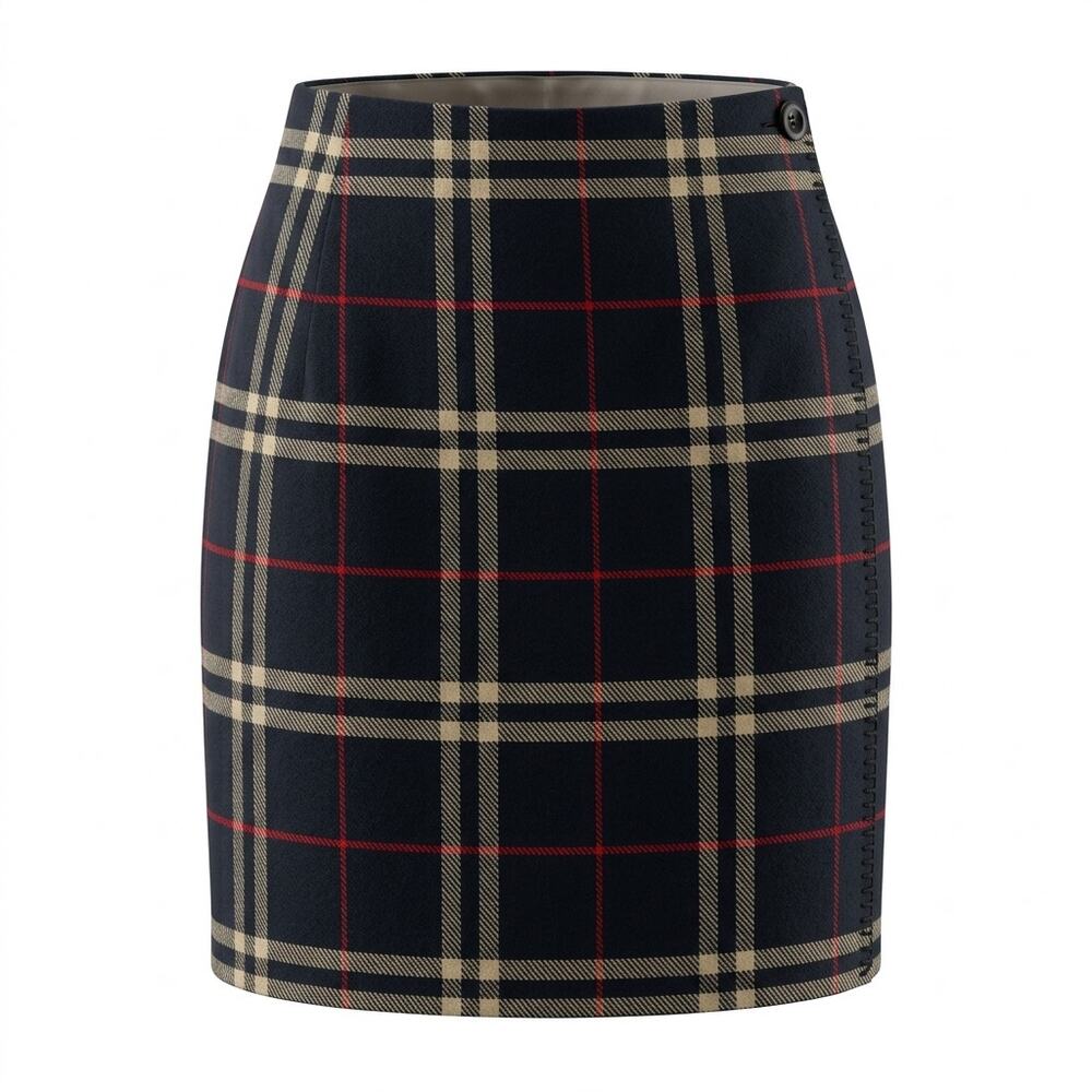 B. Moss Company Vintage Wool Blend. Plaid Pencil Skirt Lined Women Size 4